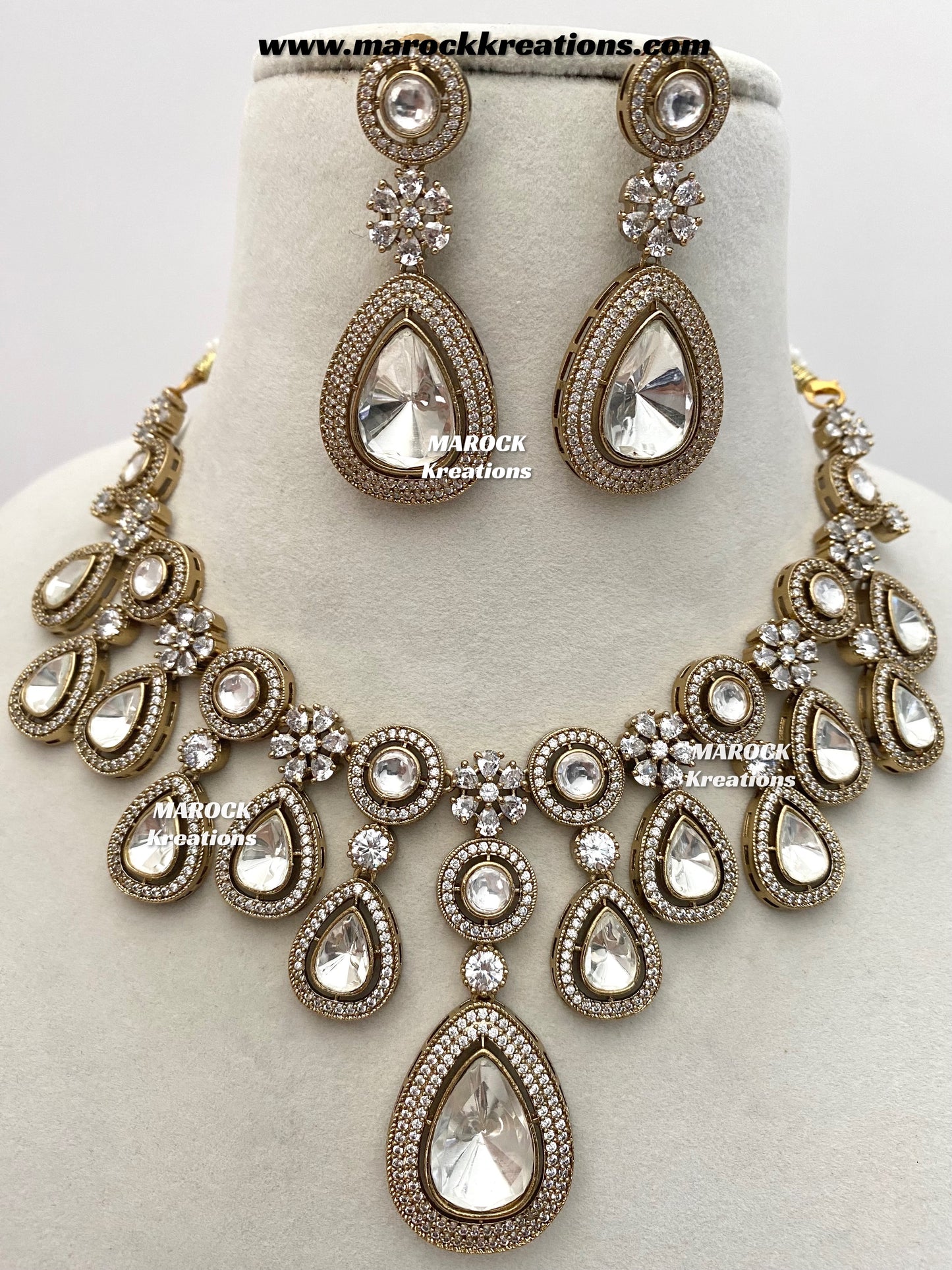 Jima Premium Quality Moissanite Kundan Necklace set