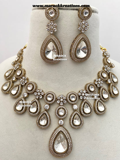 Jima Premium Quality Moissanite Kundan Necklace set
