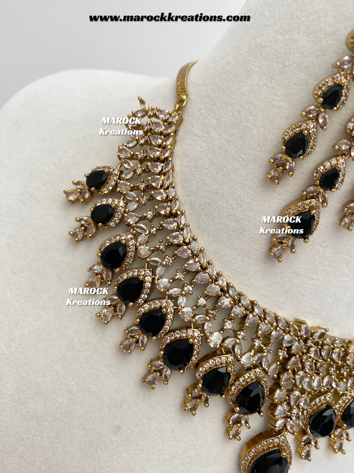 Naima Antique Gold American diamond Statement Necklace set