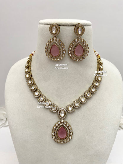 Camila Premium Quality Moissanite Kundan Necklace set