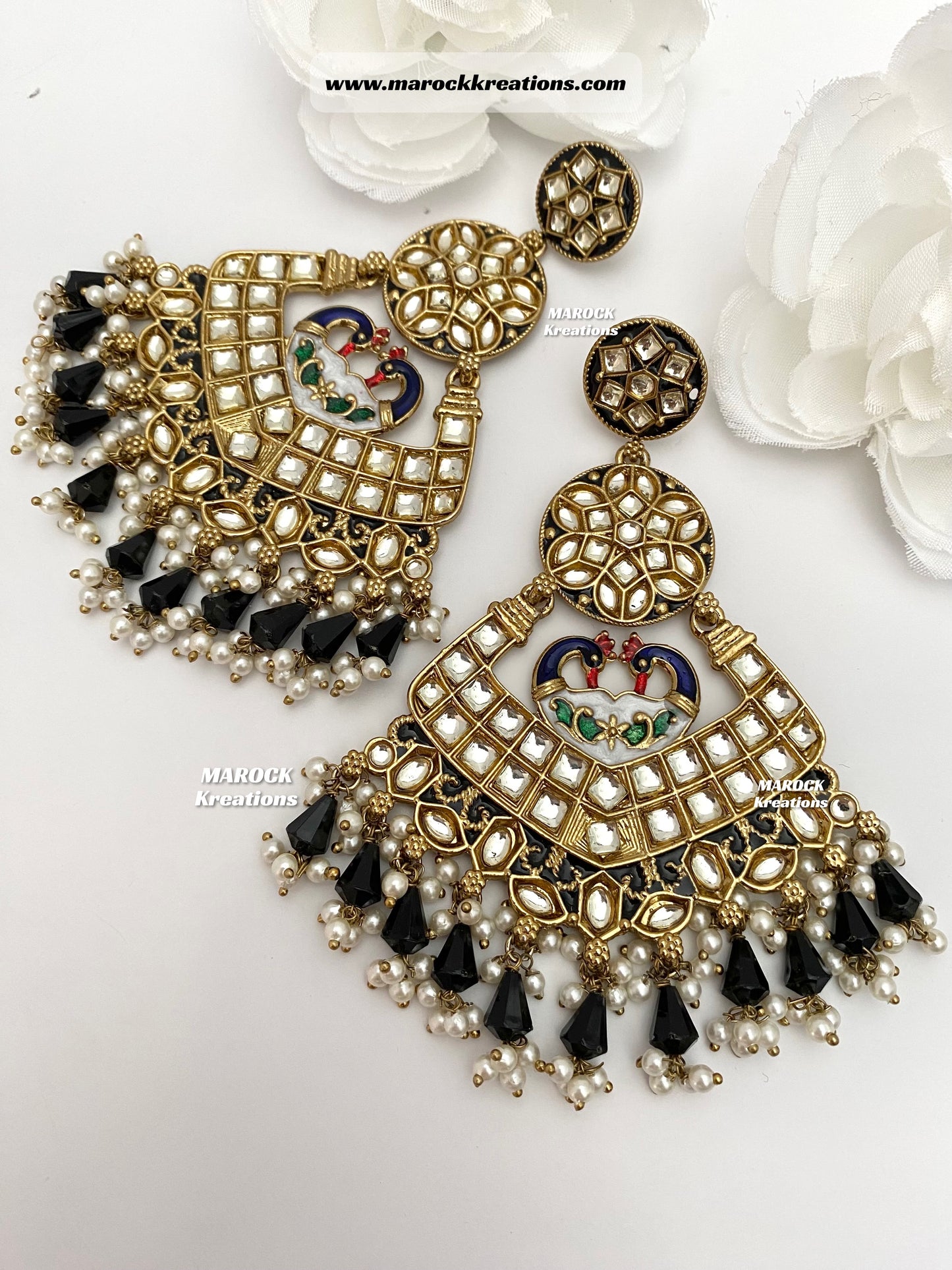 Premium Quality Kundan Meenakari Statement Earrings