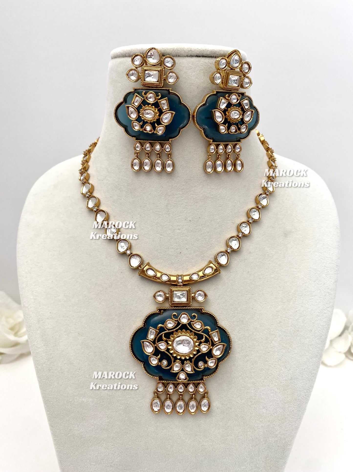 Shazia Premium Quality Moissanite Kundan Necklace set