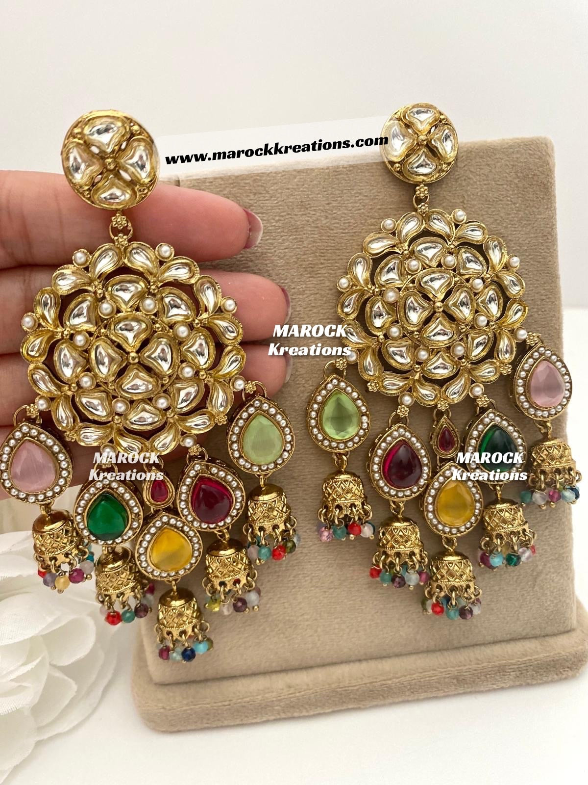 Bollywood style premium quality Kundan Statement Earrings