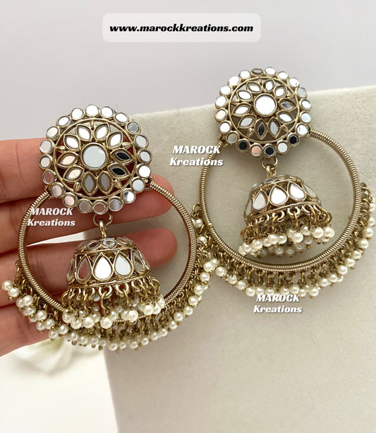 Antique Gold Mirror Statement Earrings