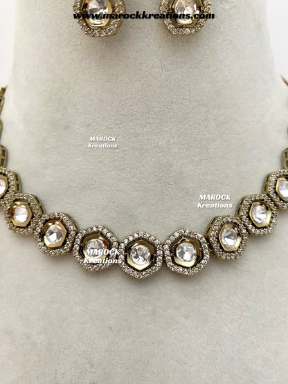 Shanali Premium Quality Moissanite Kundan Necklace set