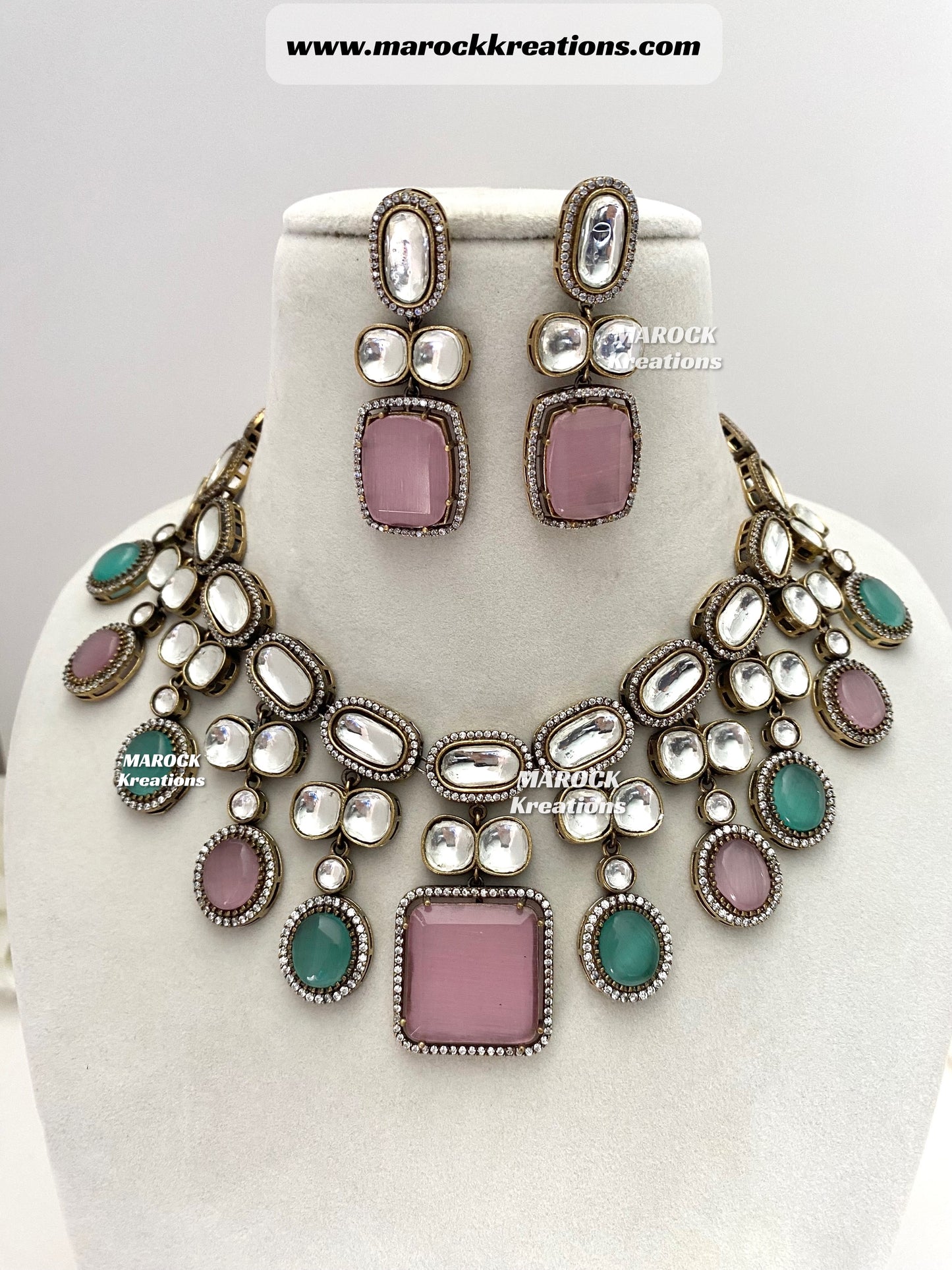 Elena Moissanite Kundan Victorian exclusive Necklace set