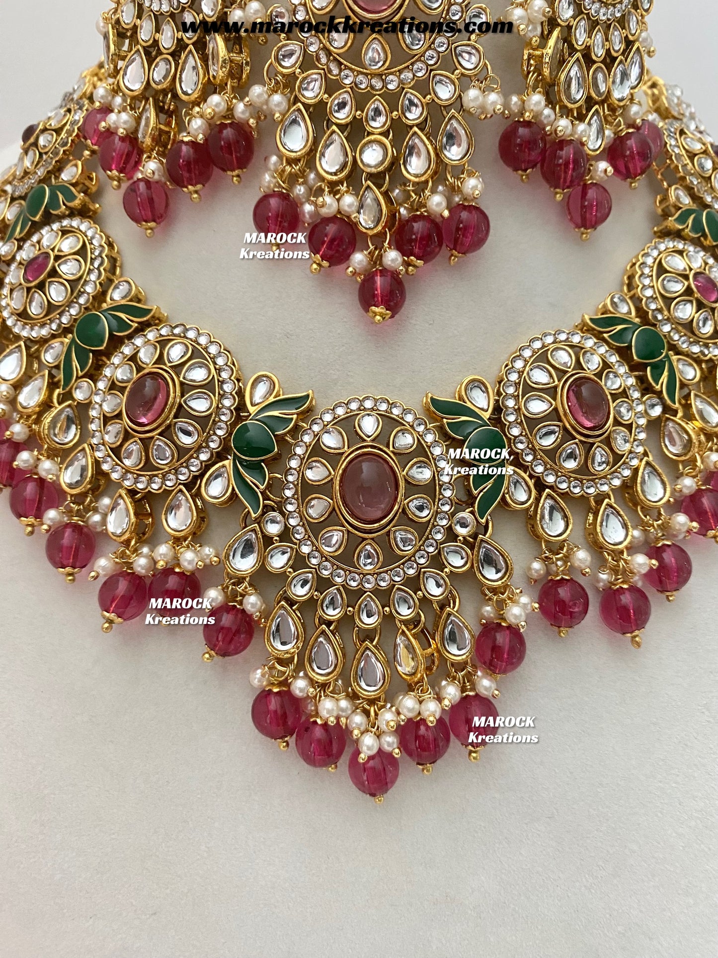 Iqra Premium Quality Kundan Meenakari Statement Necklace set