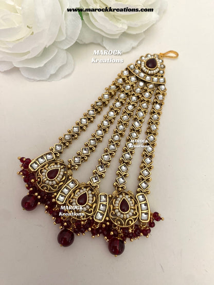 Kanishka Premium Quality Kundan Maroon/Dark Red Statement Bridal set