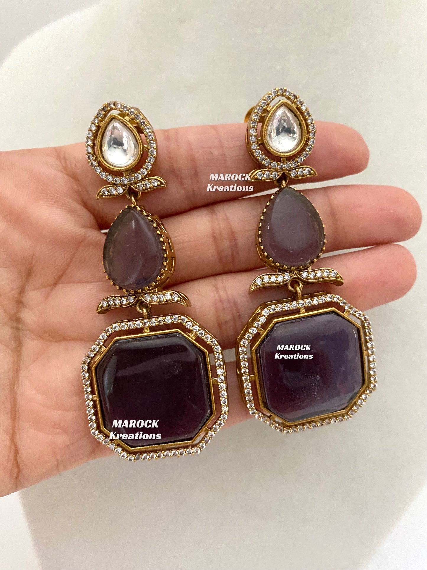 Elsie Tyani inspired Premium Quality Moissanite Kundan Necklace set