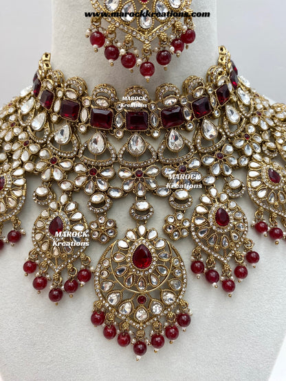 Shinal Uncut Polki Statement Necklace set/Bridal set