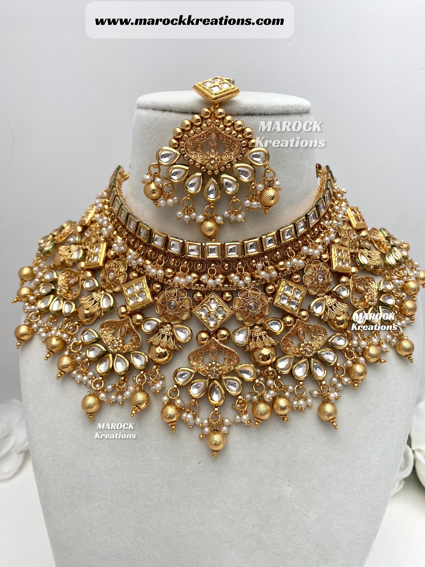 Ruhani Premium Quality Gold plated Kundan Necklace set/Bridal set