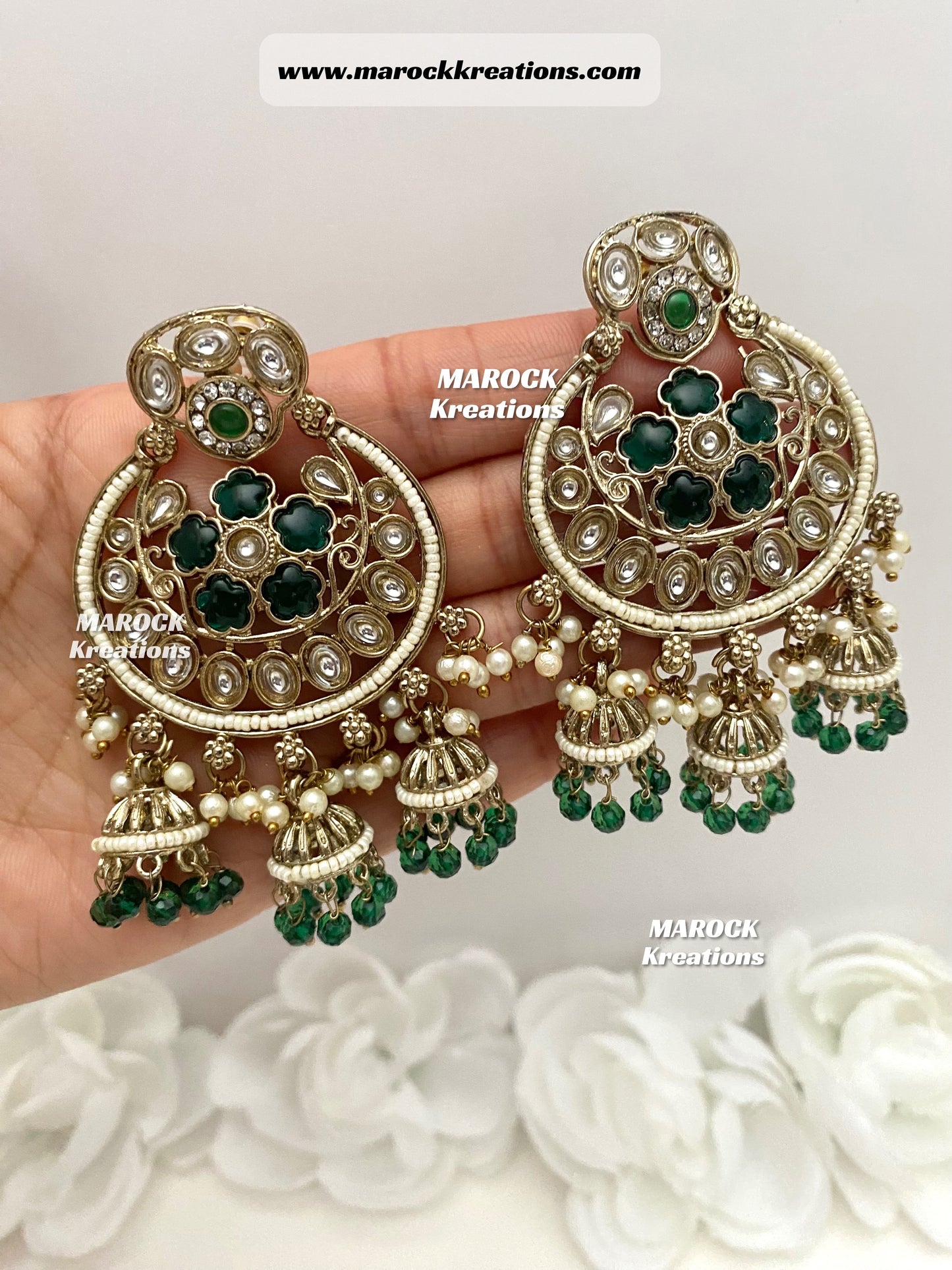 Bollywood style Kundan Statement Earrings