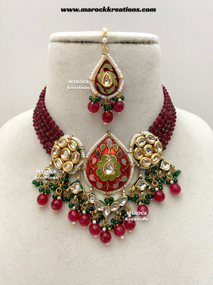Natasha Premium Quality Kundan Meenakari Statement Choker set