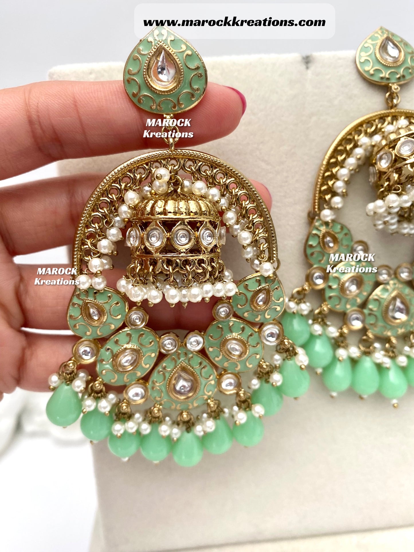 Tanya Bollywood style Kundan Meenakari Statement Earrings