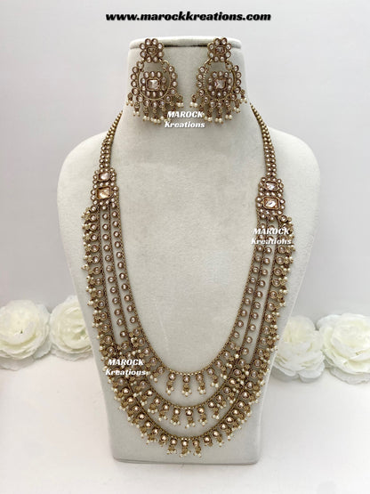 Meghan Premium Quality Polki triple layer Statement Rani haar set