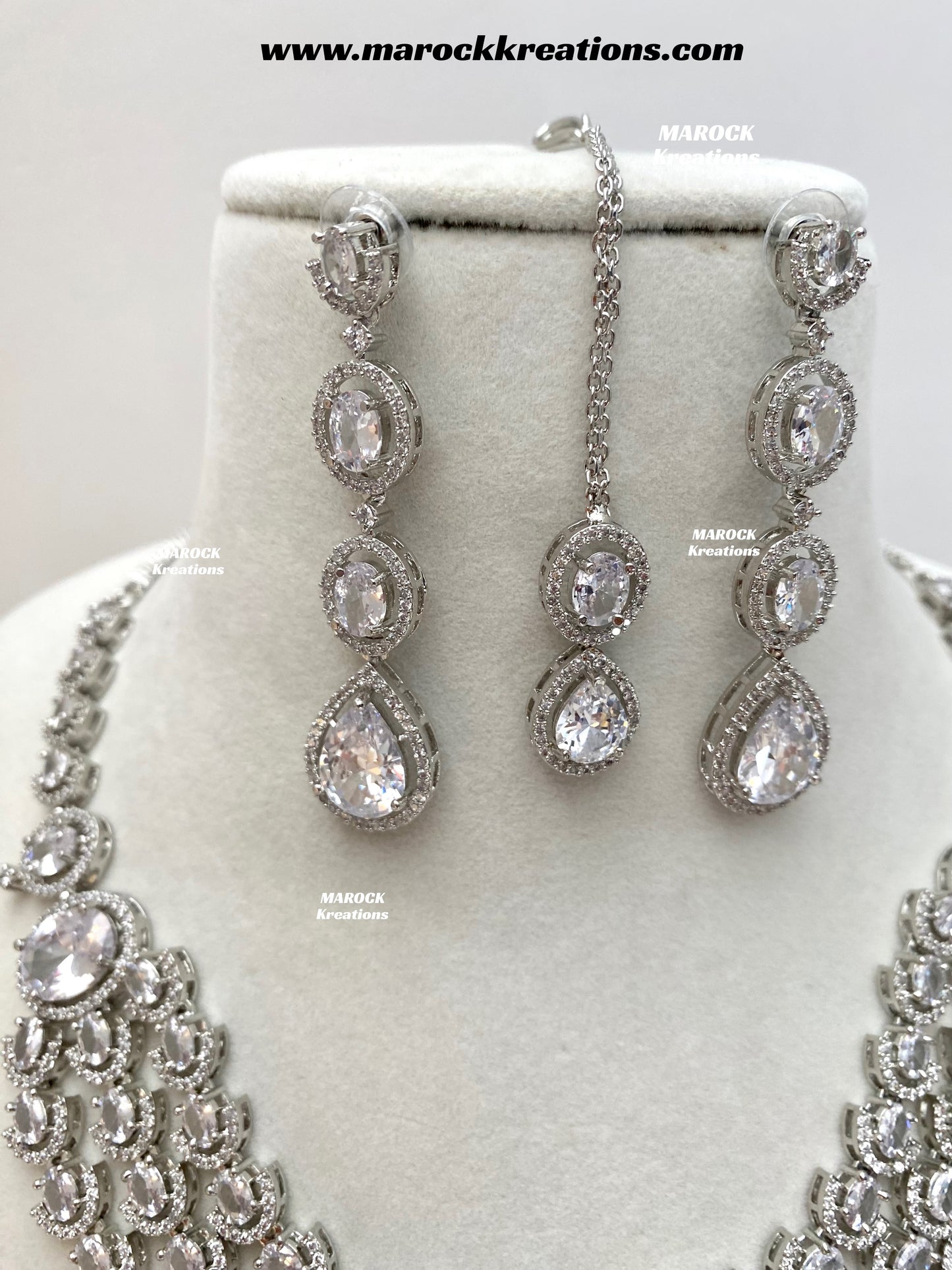 Gannat Silver American Diamond Necklace set