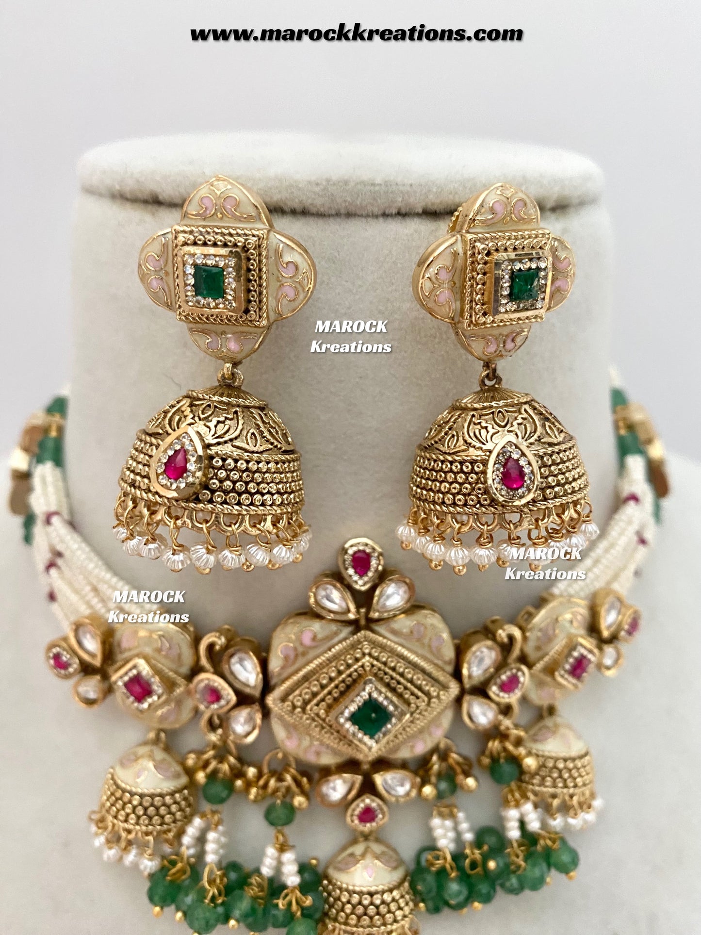 Habibi Premium Quality Gold plated Rajwadi Meenakari choker set