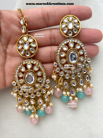 Iqra Premium Quality Kundan Meenakari Statement Necklace set