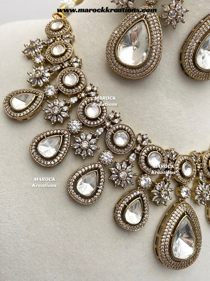 Marie Premium Quality Moissanite Kundan Necklace set