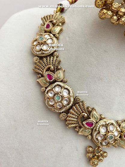 Nafeesa Premium Quality Gold Plated Rajwadi Necklace set