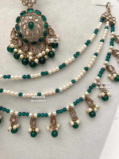 Leela Polki Bahubali Jhumki Earrings and tikka set