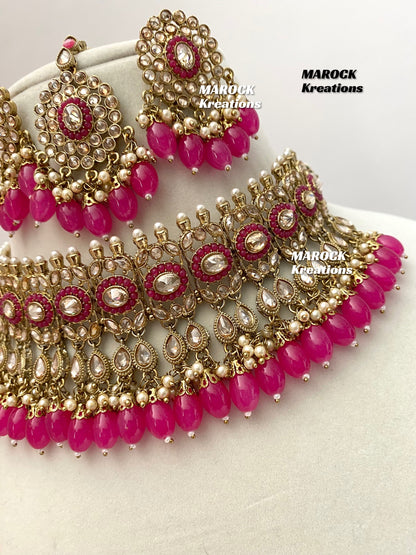 Antique Gold Polki choker sets