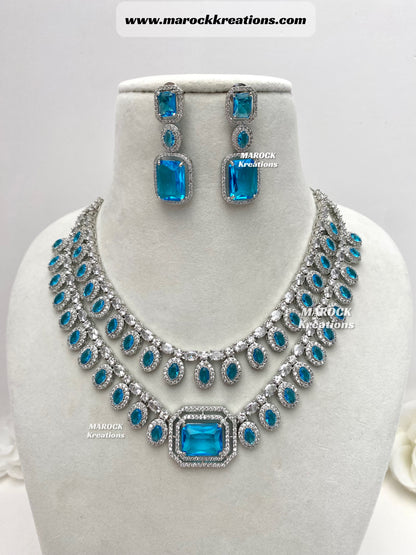 Clara American Diamond Double Layer Necklace set