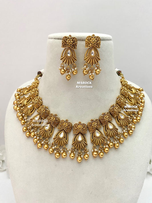 Rakul Premium Quality Gold plated Kundan Necklace set