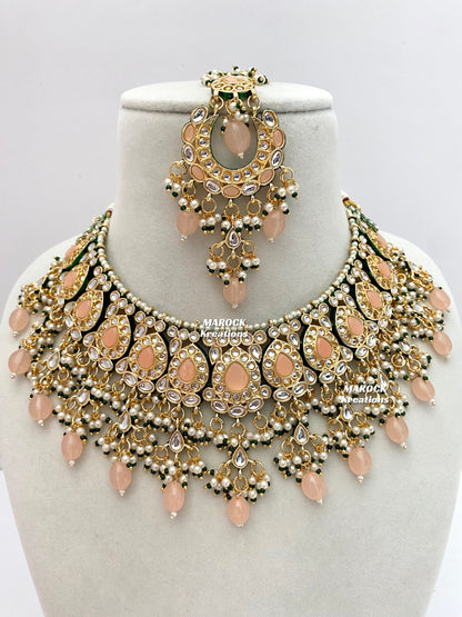 Premium Quality Thappa Kundan Statement Necklace set