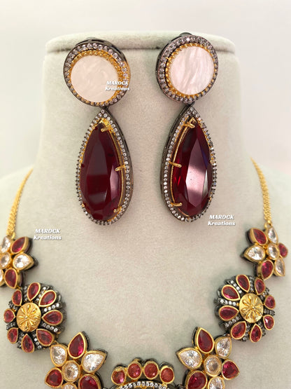 Raha Premium Quality Victorian  Kundan Necklace set