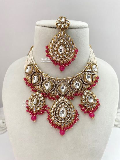 Rahila Premium quality Kundan Statement Choker/Necklace Set