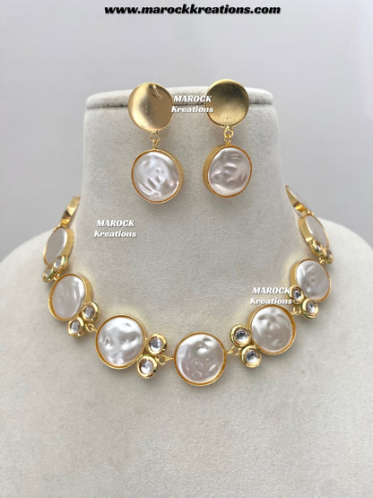 Wahida Mother of pearls Statement choker/Necklace set