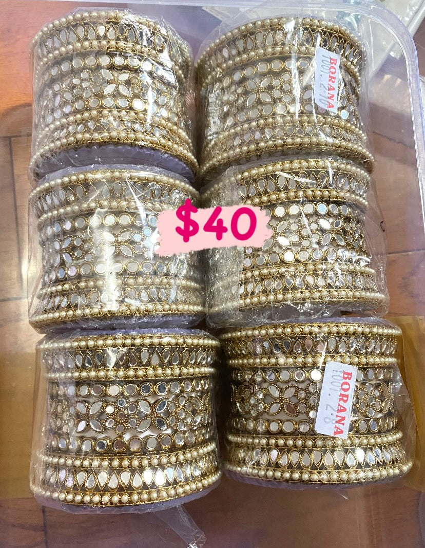 Antique Gold Mirror Bangles/Kade