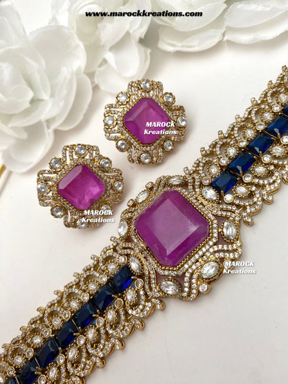 Paloma Sabyasachi inspired Premium Quality Moissanite Kundan and American Diamond choker set