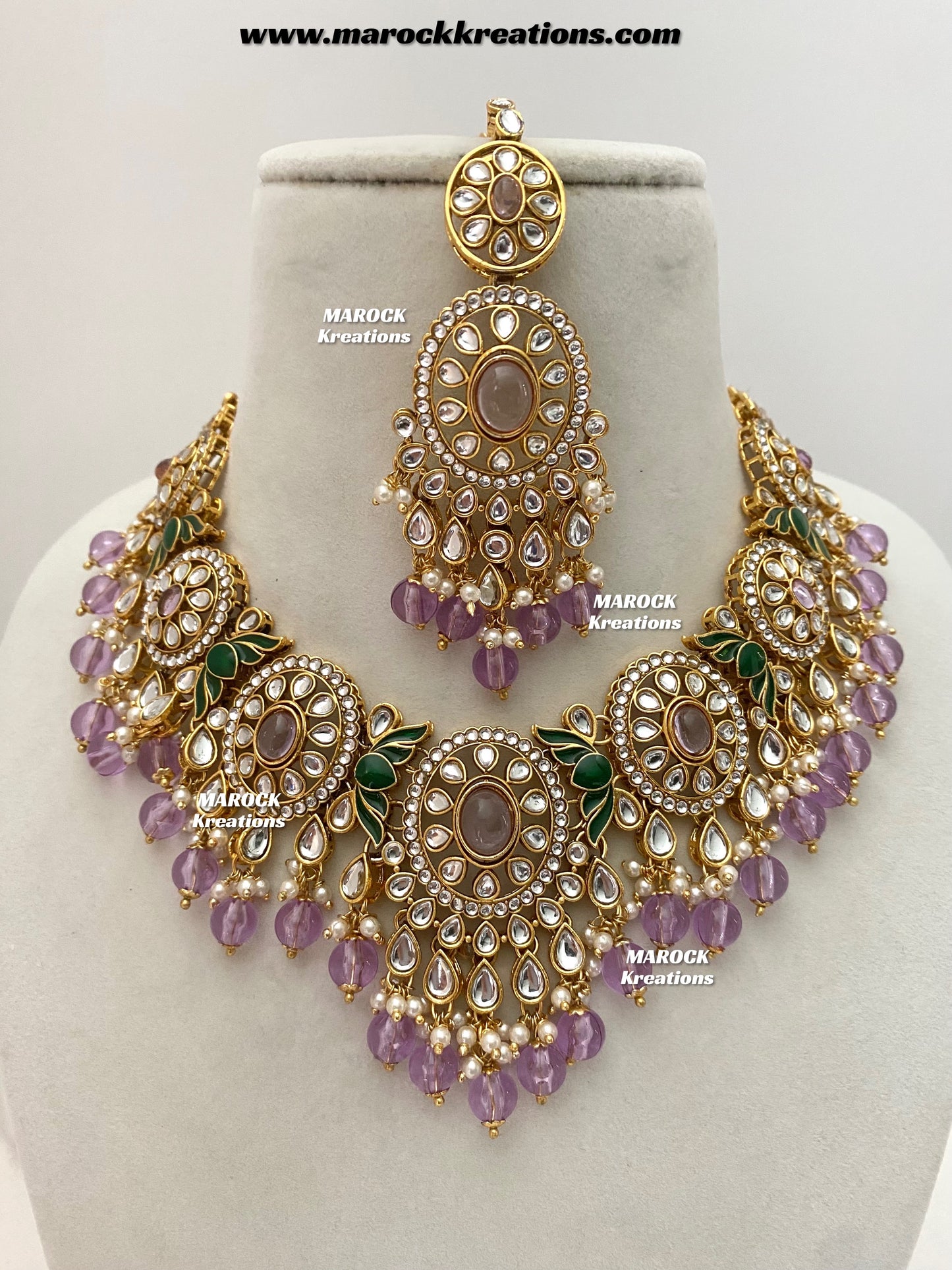 Iqra Premium Quality Kundan Meenakari Statement Necklace set