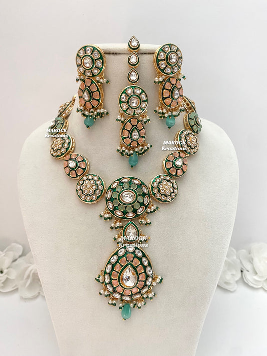 Tania Premium Quality uncut Kundan Statement Necklace set