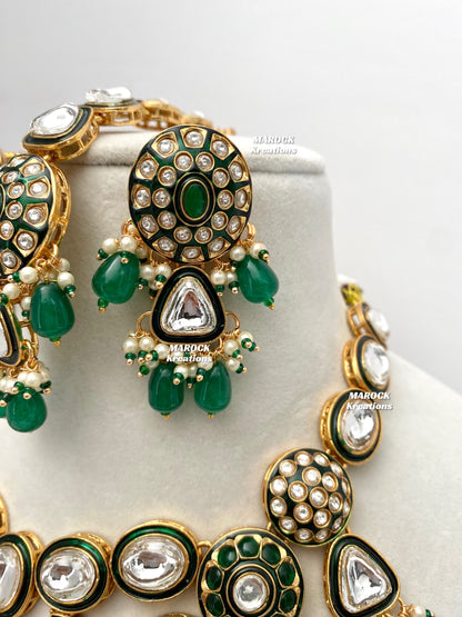 Amisha Premium Quality Kundan Meenakari Statement Necklace set