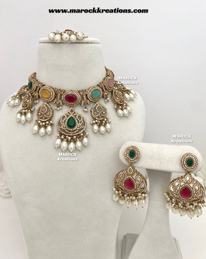 Yumna Polki statement Choker/Necklace set