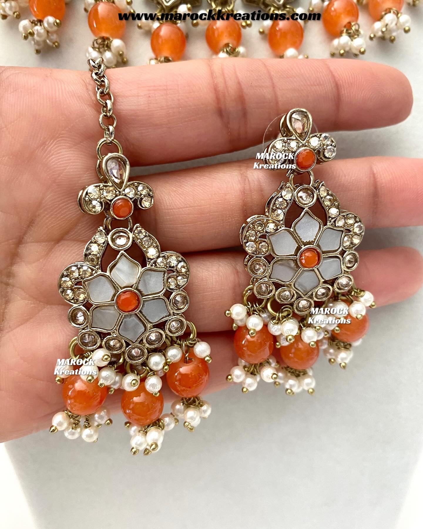Arpan Antique Gold Polki MOP Statement Necklace set