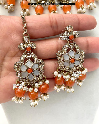 Arpan Antique Gold Polki MOP Statement Necklace set
