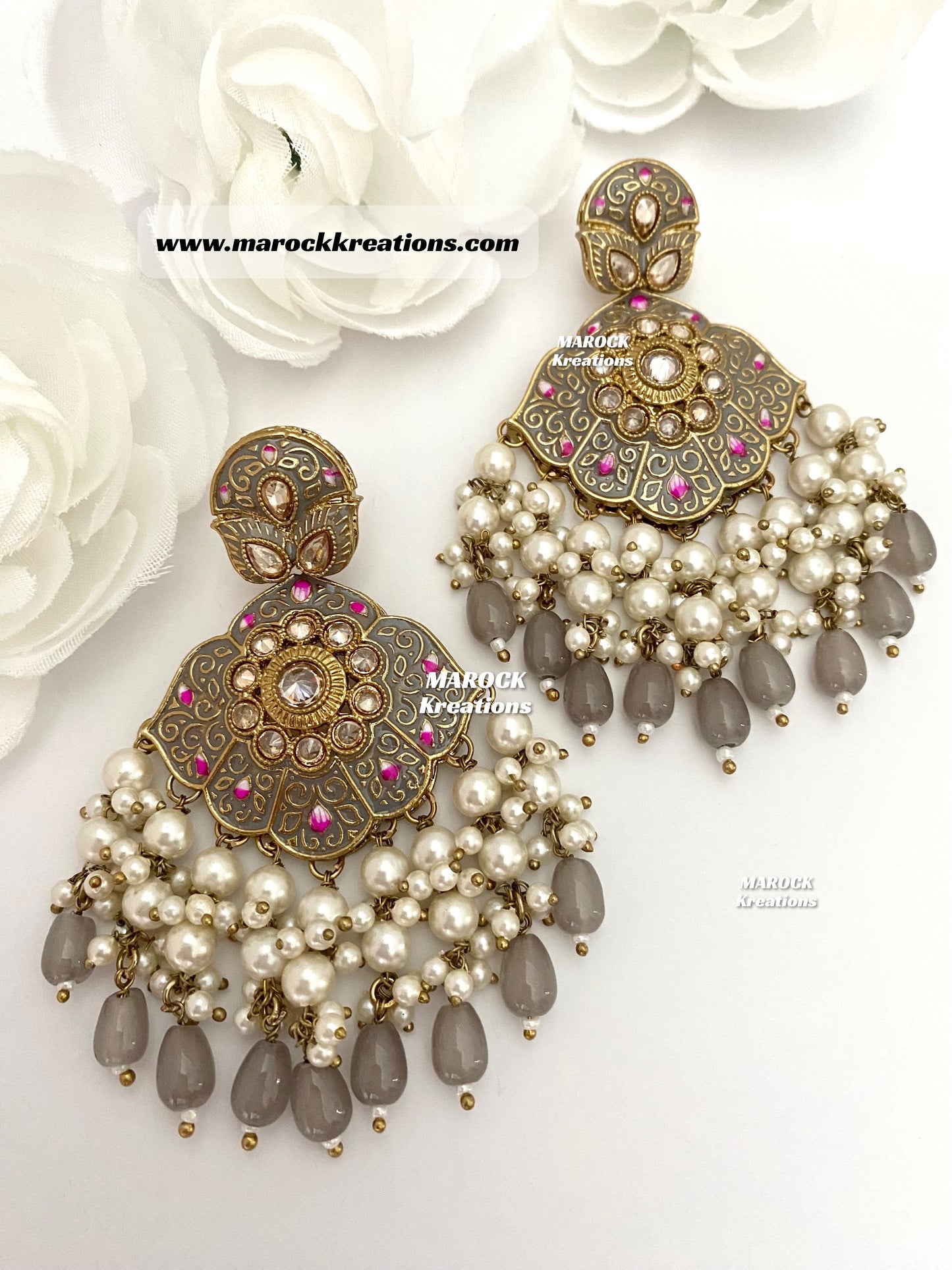 Premium Quality Polki Meenakari Statement Earrings