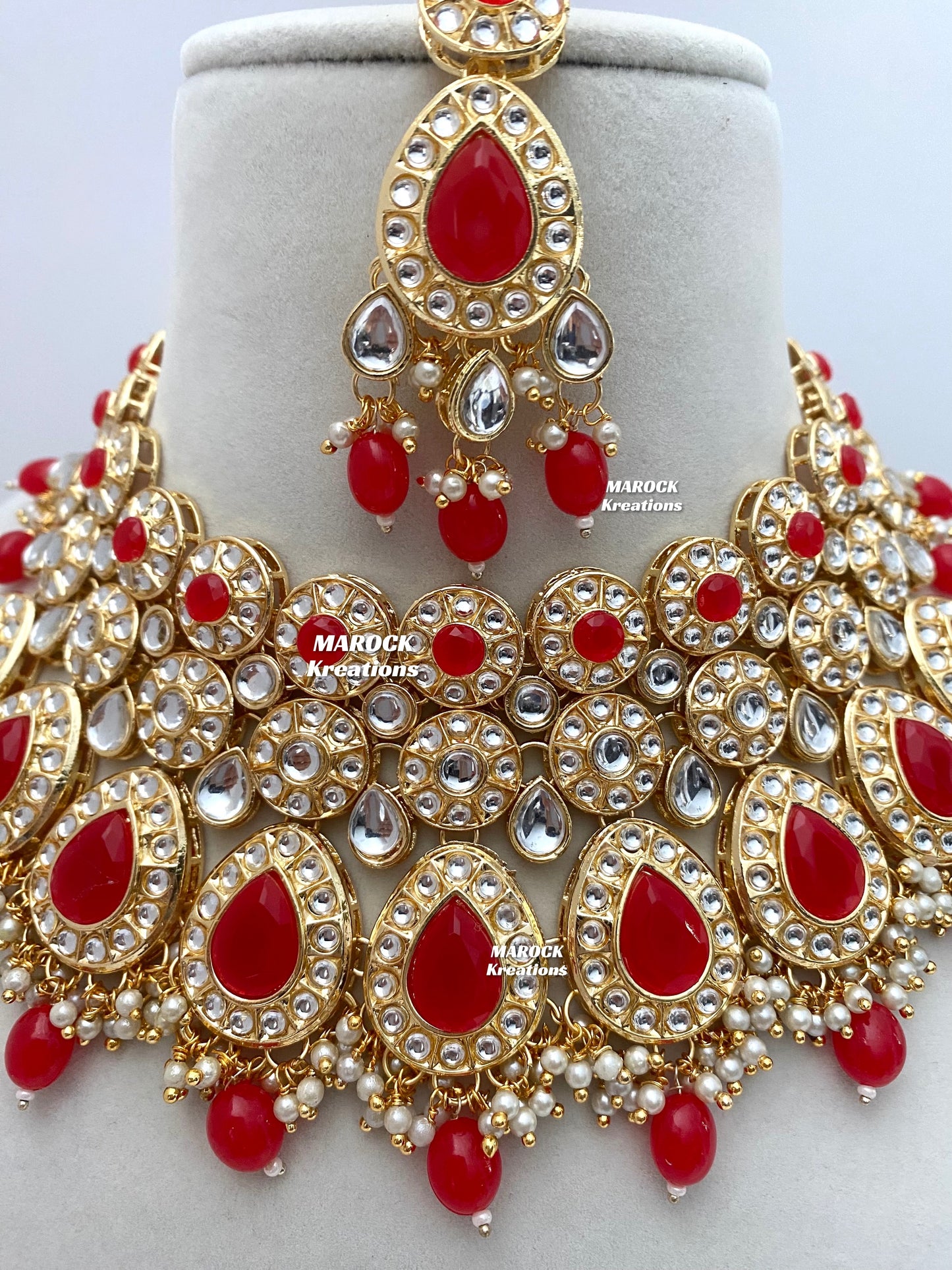 Premium Quality Thappa Kundan Necklace set