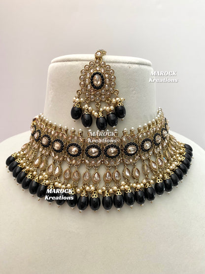 Antique Gold Polki choker sets