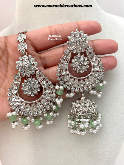 Sarwat Premium Quality Pakistani Silver Mint Bridal set/bridal jewelry