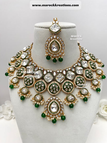 Hazel Kundan Meenakari Statement Necklace set/Bridal set