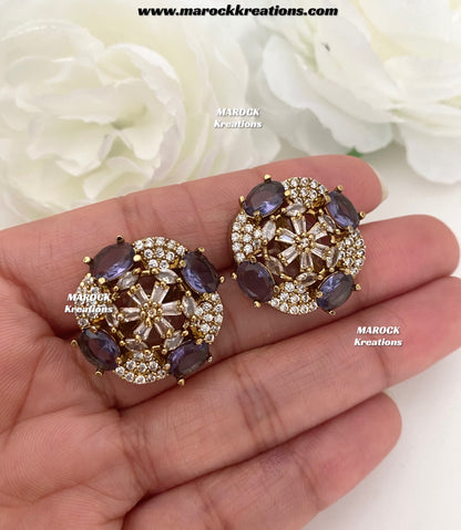 Thushi Antique Gold American Diamond Studs/Earrings