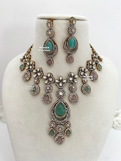 Sanjna Victorian Kundan Statement Necklace set