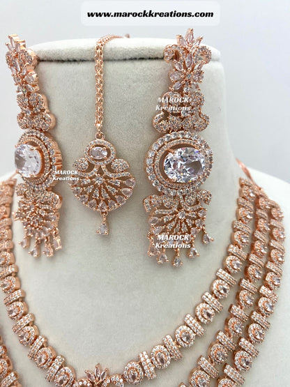 Anila American Diamond Triple layer Necklace set