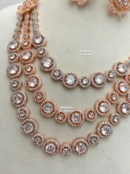 Rose Gold American Diamond Necklace set