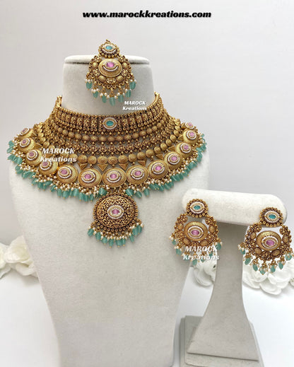 Aastha Premium Quality Gold Plated Bridal set